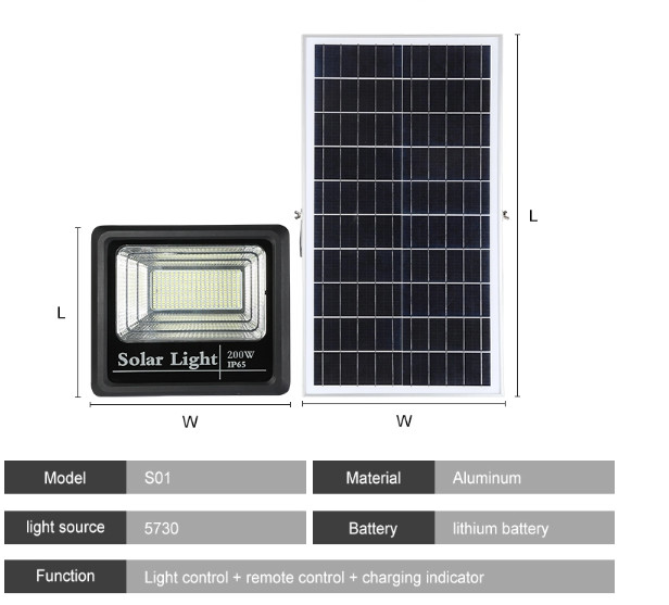 Remote 60W 6.4V 20000mah Solar Panel LED Flood Light