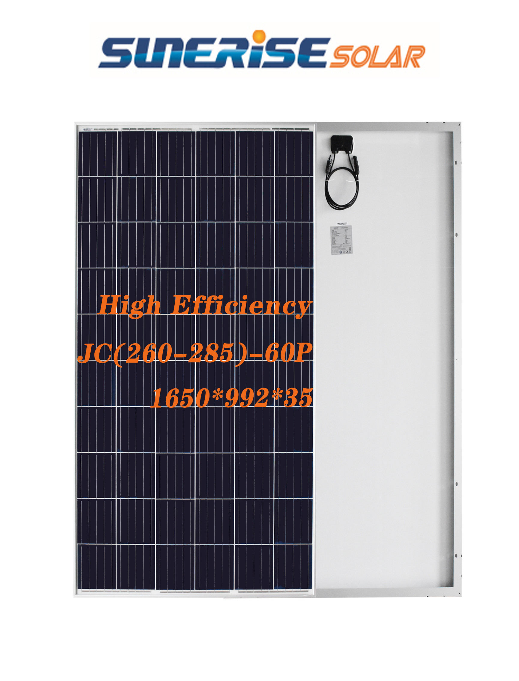 18KG IP68 265W Blue 37.7V Polycrystalline Solar Panel