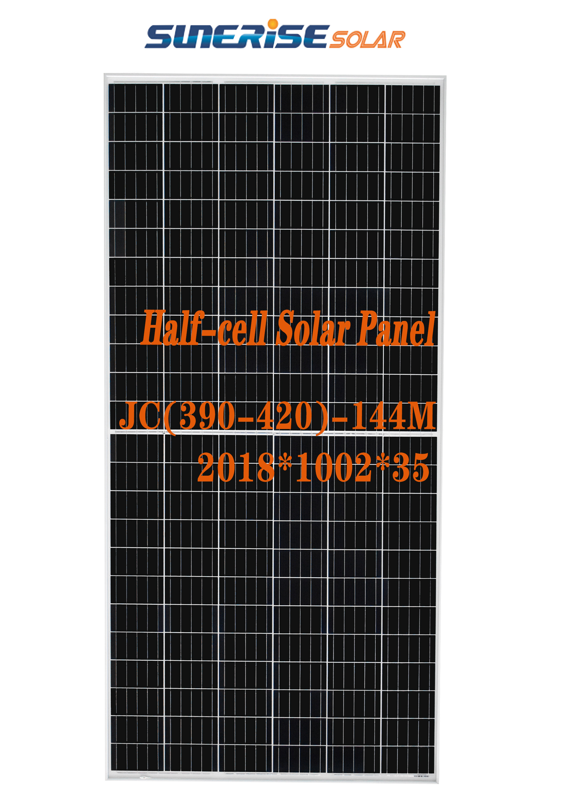 Black 35mm 390W 49.3V 144PCS Half Cell Solar Panel