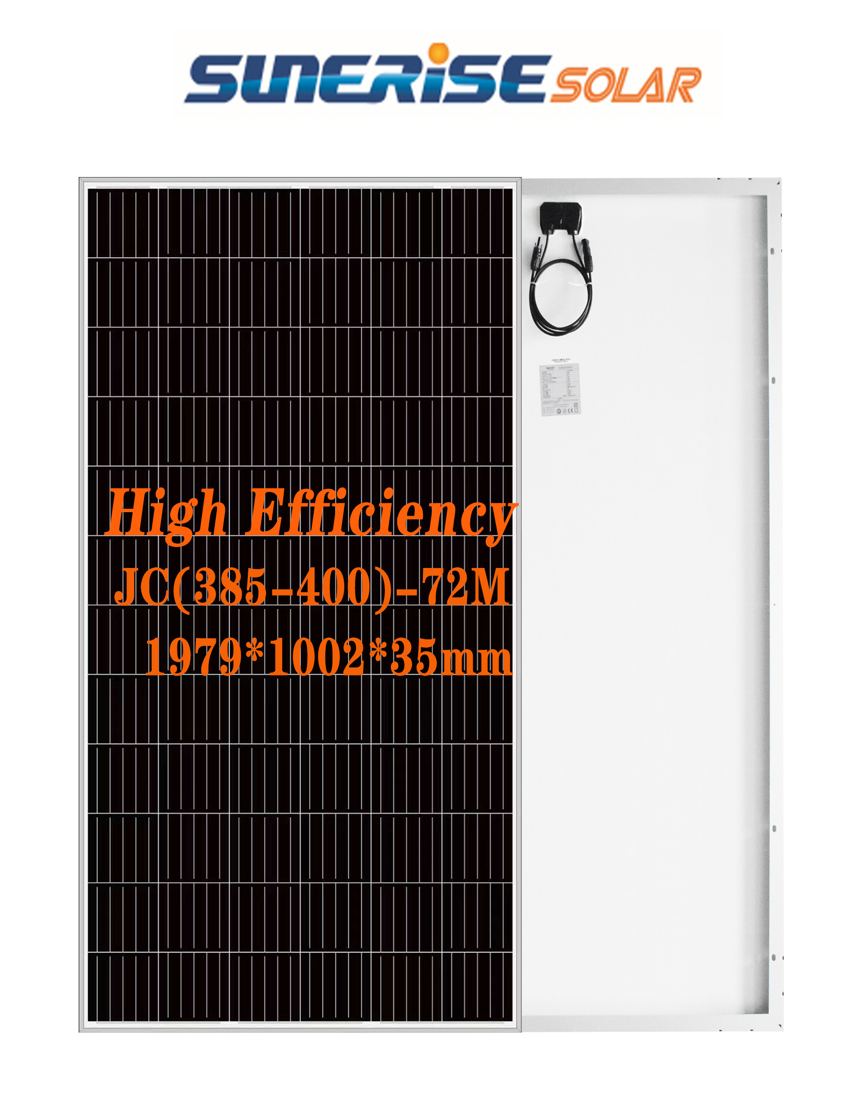 Aluminium Frame 390W 49.3V Monocrystalline Solar Panel